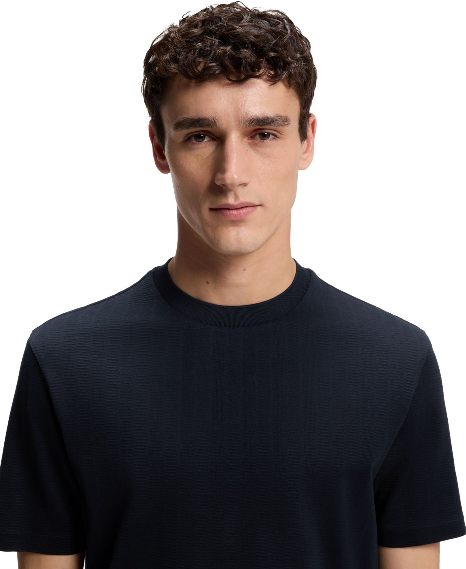 Men's Cotton Regular-Fit Jacquard Structure T-Shirt