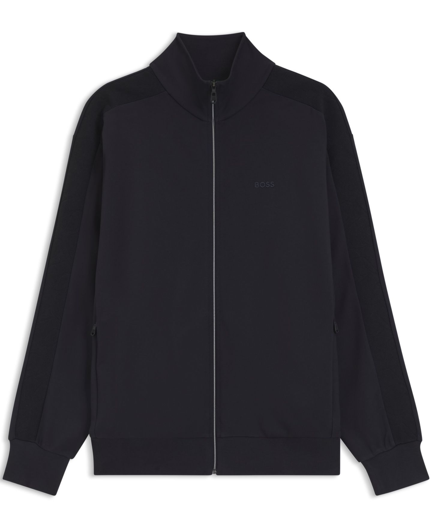 Мужской свитшот Hugo Boss Regular-Fit Tonal Jacquard Tape, цвет: Тёмный синий — фото 2