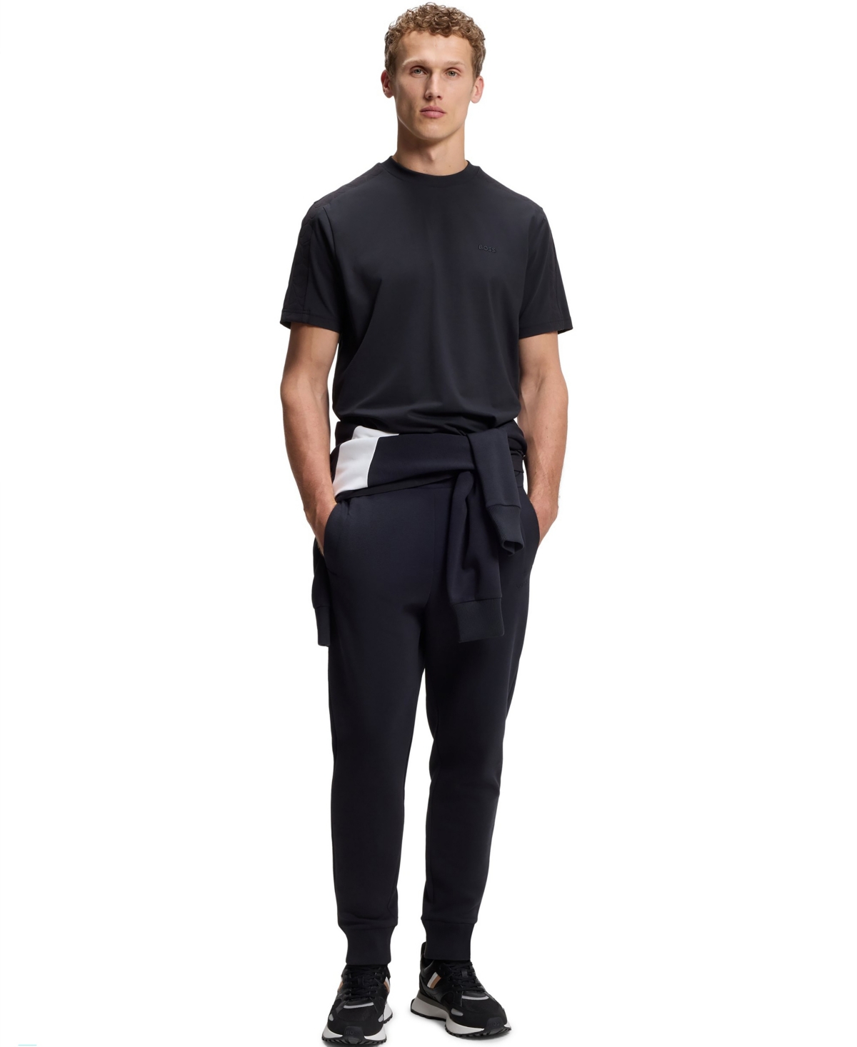 Boss by Hugo Men's Stretch-Cotton Regular-Fit Jacquard Tape T-Shirt