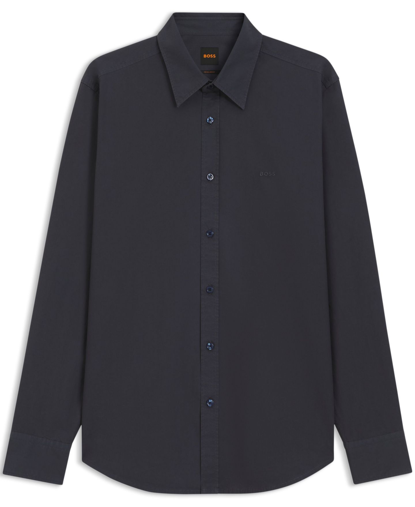 Мужская рубашка Hugo Boss Cotton Poplin Regular-Fit Dress Shirt, цвет: Тёмный синий — фото 2