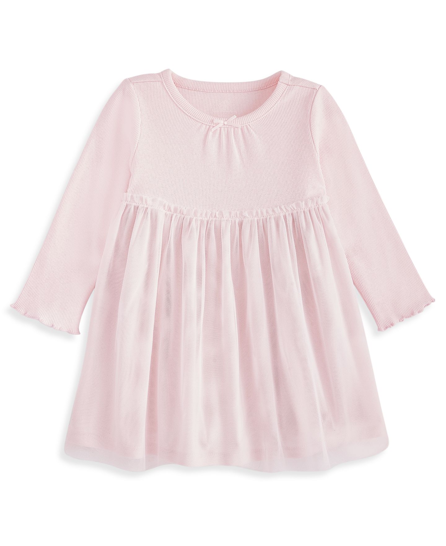 Платье First Impressions Long-Sleeve Tulle-Skirt Dress для девочек-малышей, цвет: Розовый — фото 1