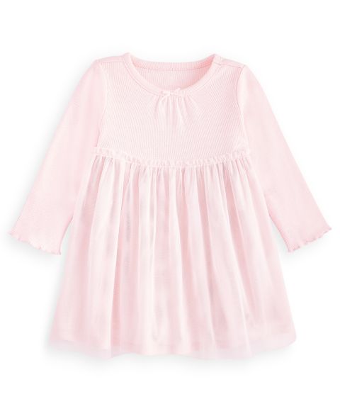 Платье First Impressions Long-Sleeve Tulle-Skirt Dress для девочек-малышей, цвет: Розовый