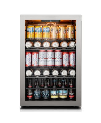 Beverage Refrigerator Cooler, 155 Can Mini Freestanding Beverage Fridge 3color LED with Glass Door for Home/Bar
