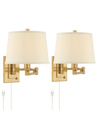 Easley 15" High Warm Plug-In Swing Arm Wall Lamp Set of 2