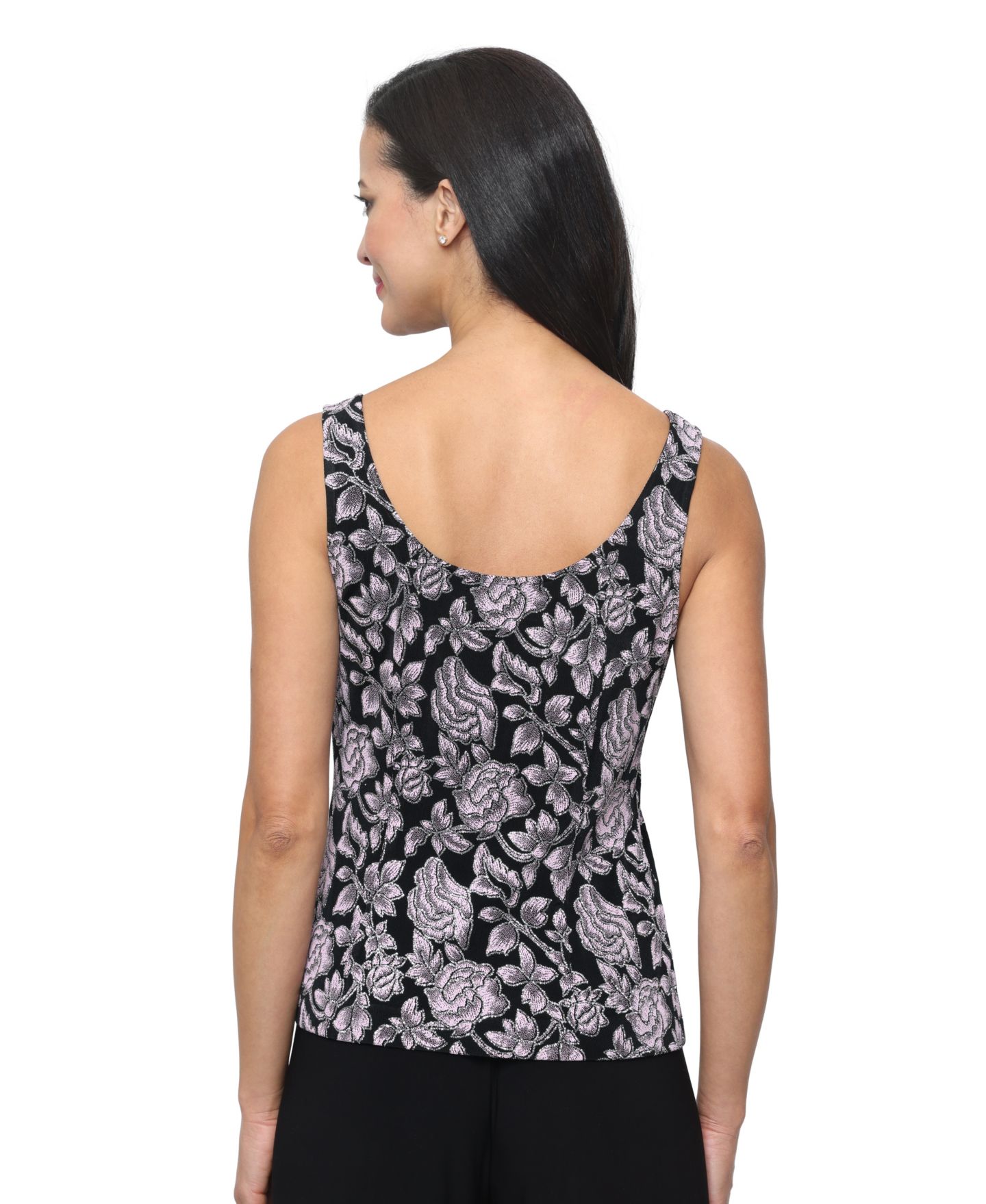 Женский комплект Alex Evenings Petite 3/4-Length-Sleeve Jacket and Sleeveless Top, 2-Piece Set, цвет: Чёрный розовый — фото 3