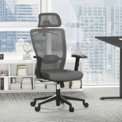 C3FM Ergonomic Office Chair with Foam Seat and Mesh Back, Adjustable Headrest and Lumbar Support, Swivel Desk Chair for Home Office -