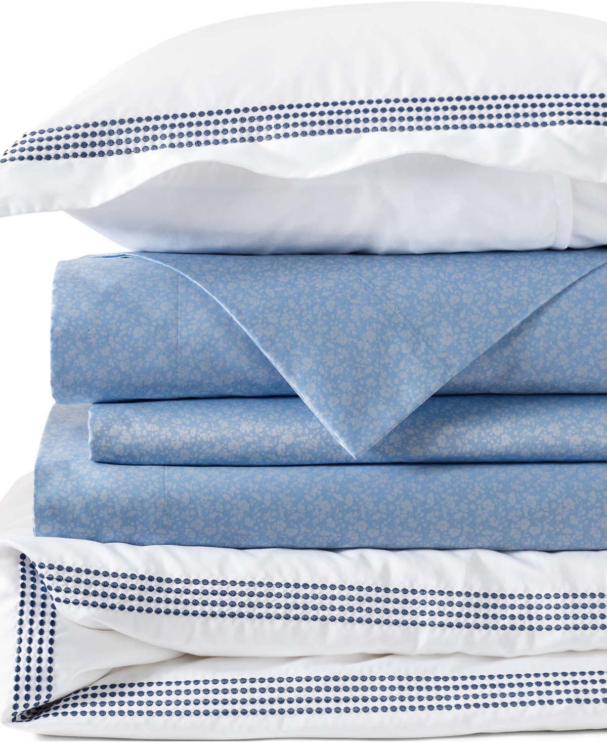 Lands' End 400 Thread Count Premium Supima Cotton No Iron Sateen Embroidered Duvet Bed Cover
