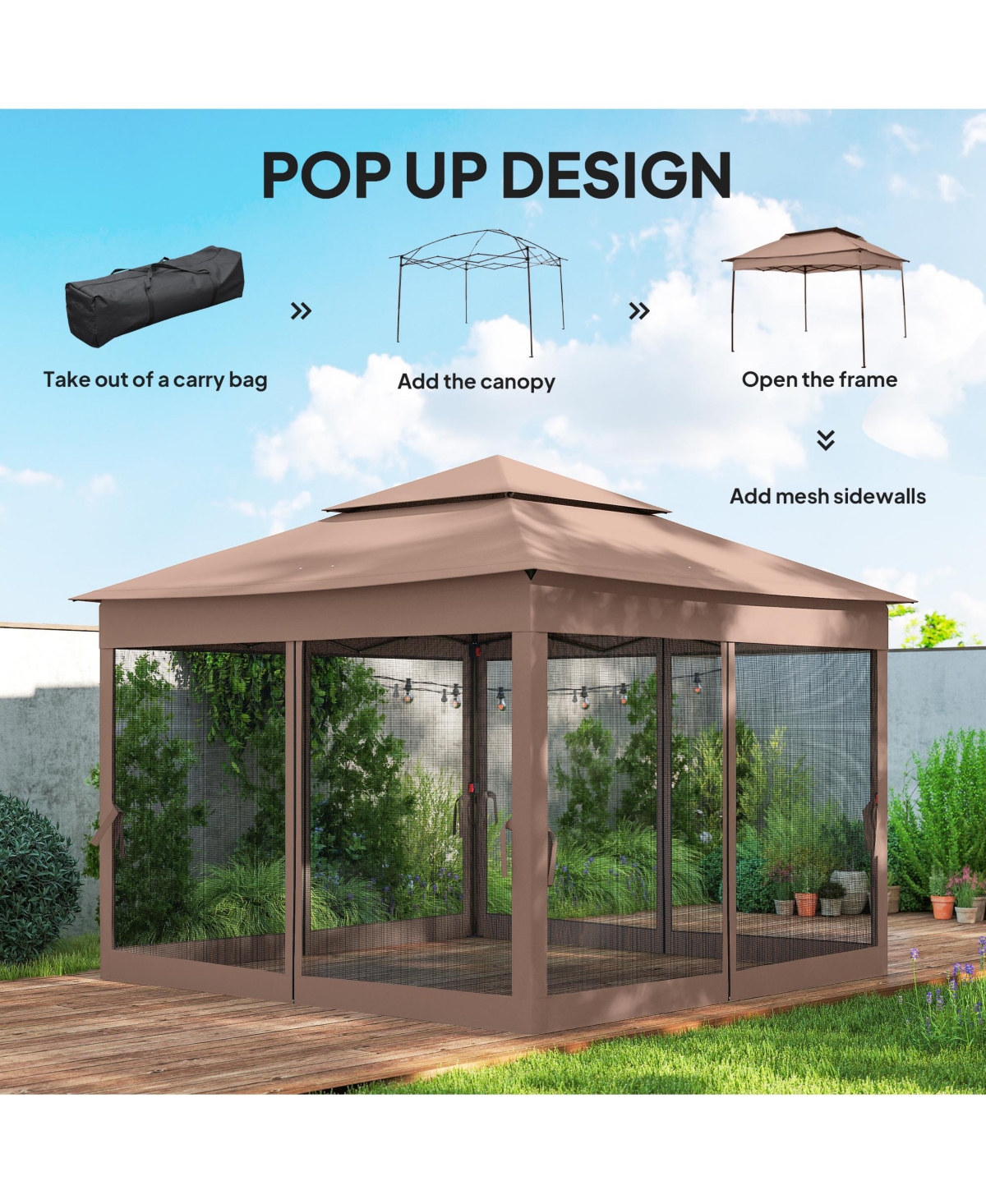 Outsunny 11' x Pop-Up Gazebo Canopy with Carrying Bag