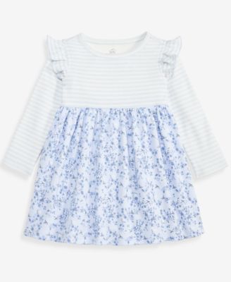 Baby Girls' 0M-24M Long-Sleeve Mixed-Print Dress