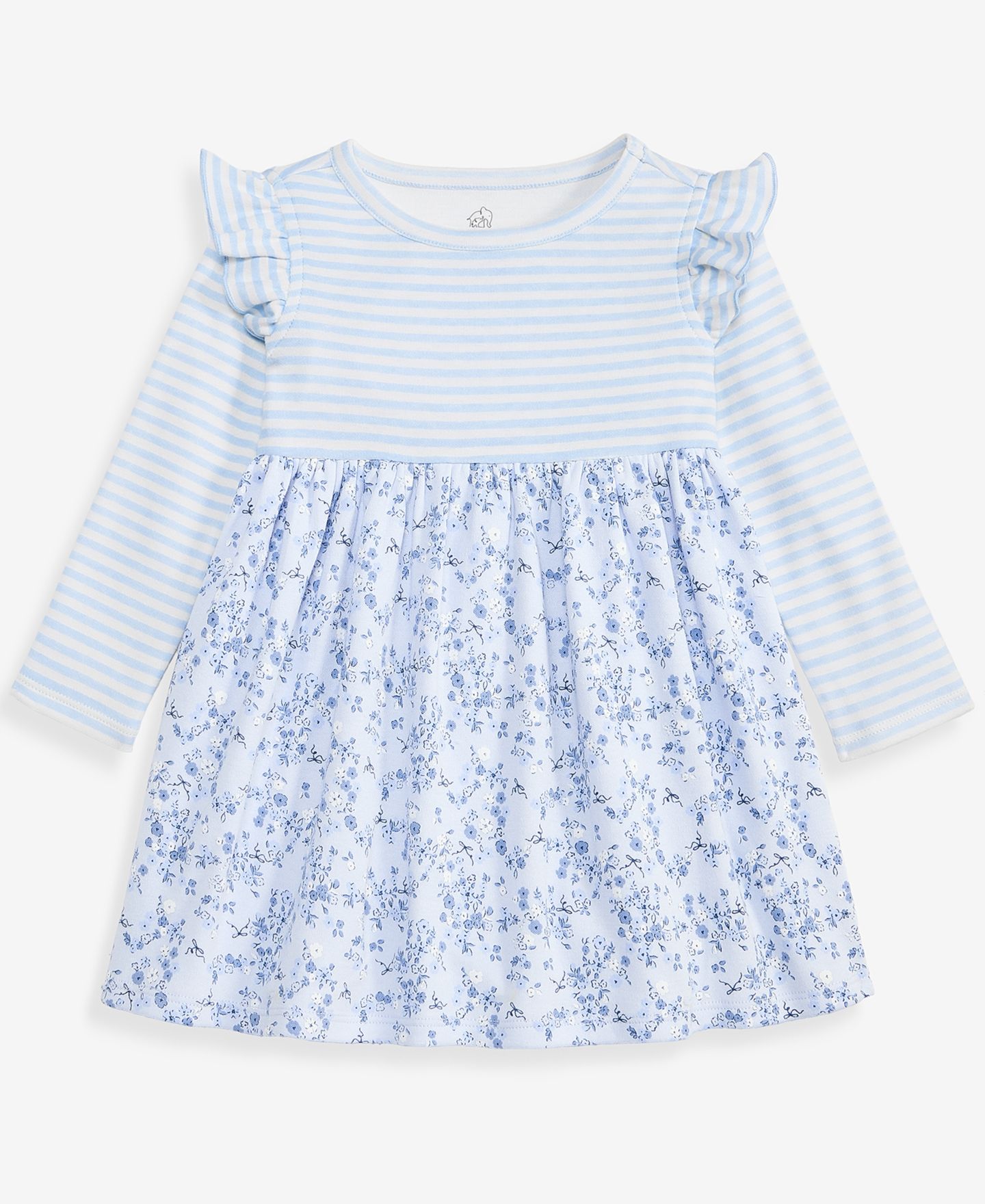 Платье First Impressions Long-Sleeve Mixed-Print Dress для девочек-малышей, цвет: Lunar — фото 1