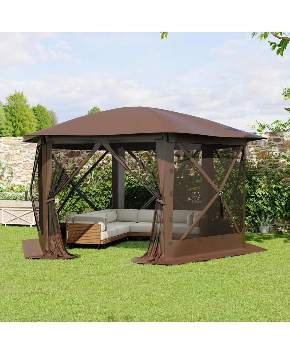 gaomon Pop Up Gazebo Tent with 6 Removable Wind Panels for Outdoor Events, Camping, Patio, Backyard