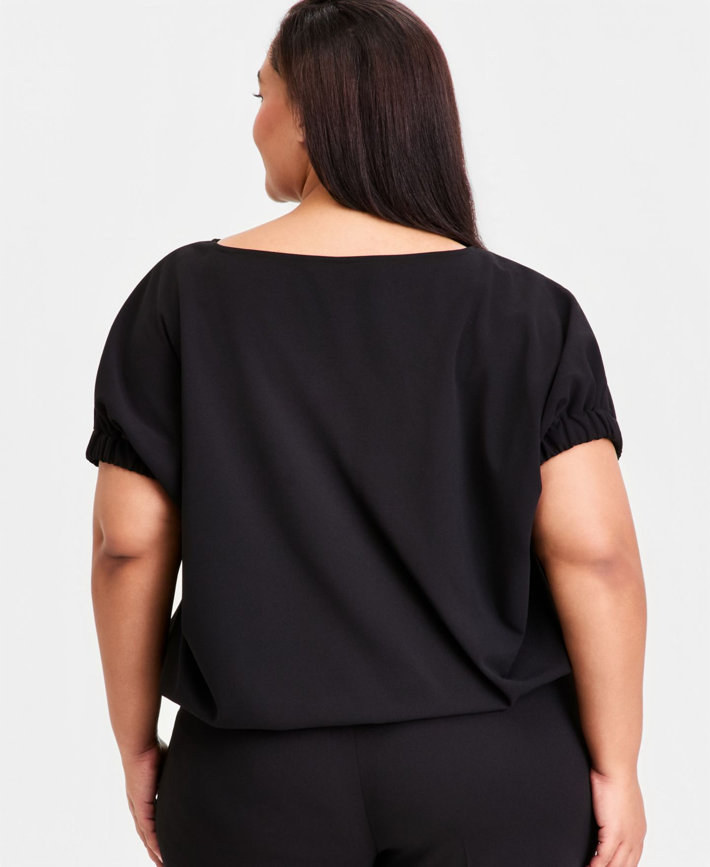 Женский топ Anne Klein Plus Size Boat-Neck Dolman-Sleeve Top, цвет: Чёрный — фото 4