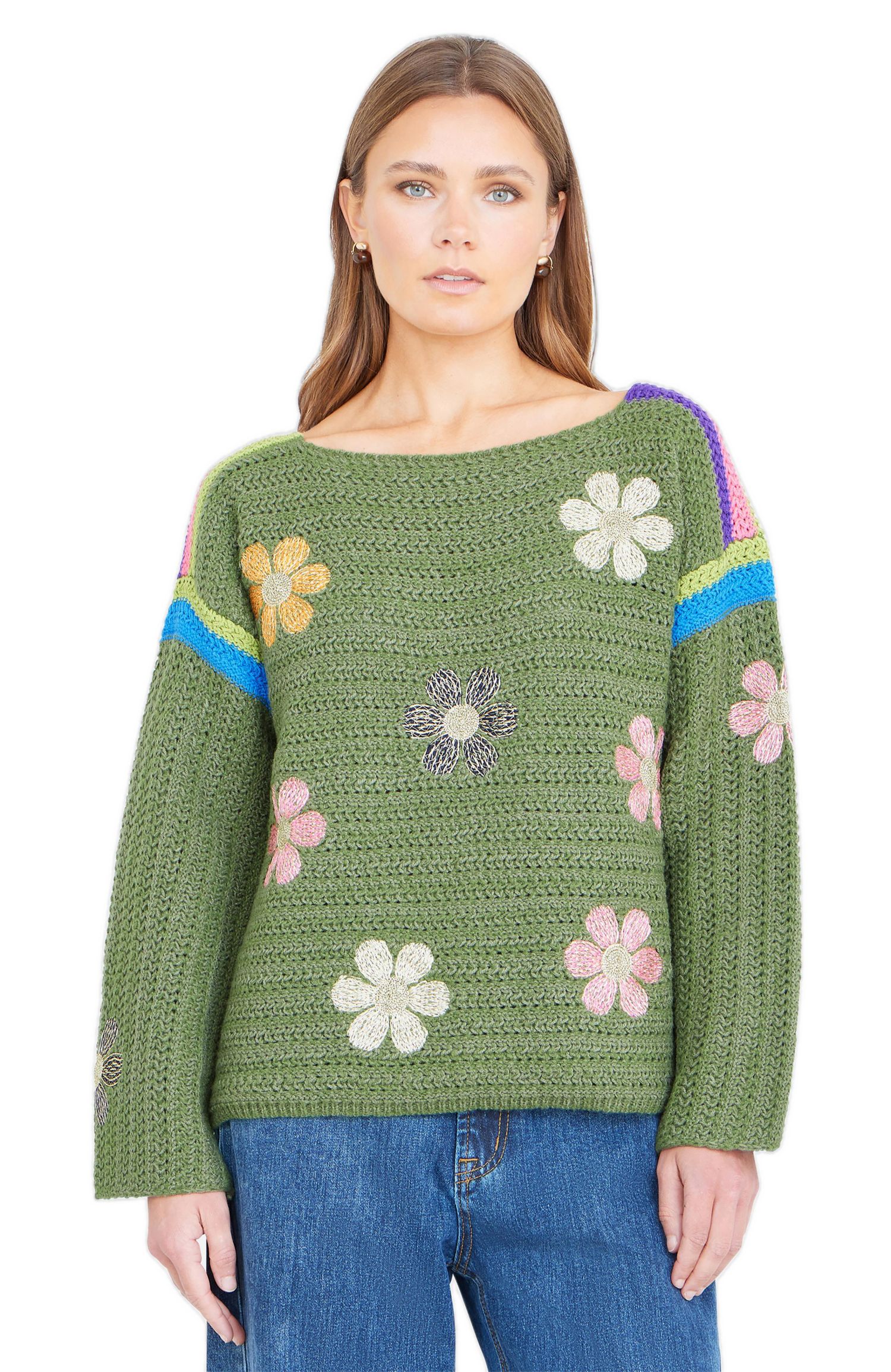 Women's Crochet Flower Jumper