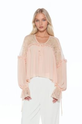 Women's Indigo Lace Cotton Blouse