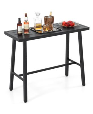 Metal Frame Rectangle Dining Table Accommodates 4-6 People w/ Foot Pedal