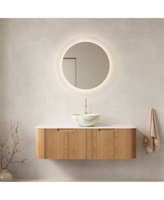 Wall Mounted Bathroom Vanity with Sintered Stone Top,  Ceramic Basin, Soft Close Drawer, Pre-assembled