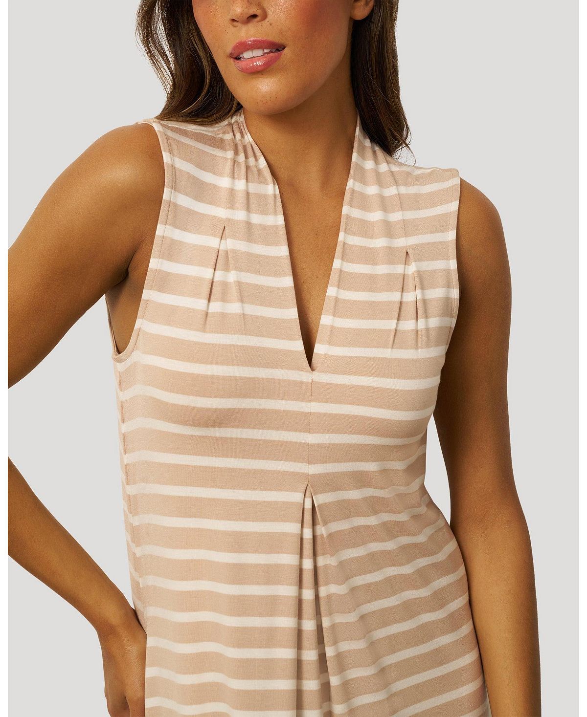Cable & Gauge Women's Invert Pleat Stripe Maxi Dress view 4 — MAYCSS fashion products