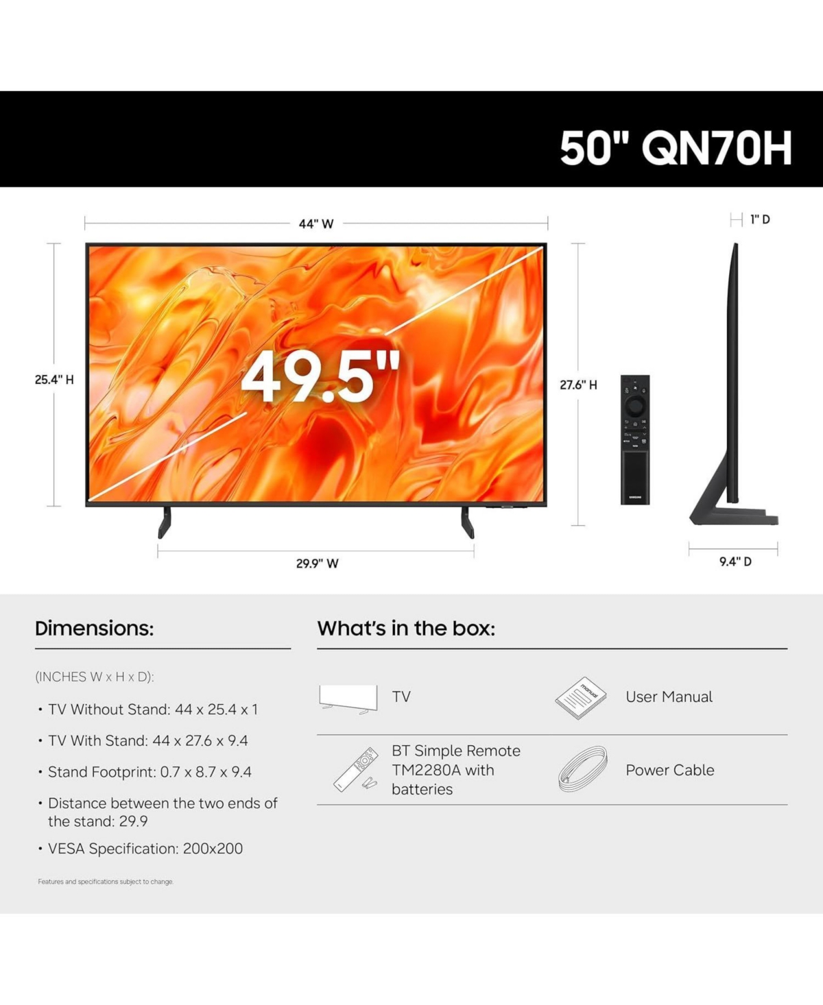 Samsung QN50QN70HAFXZA 50" NeoQLED Smart Tv with 4K Upscaling (2026)