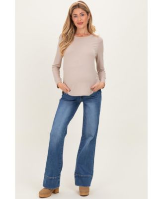 Maternity Trouser Hem Wide Flare Jeans