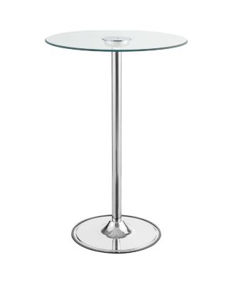 Chrome Glass Top LED Bistro Bar Table with Dimmable Light