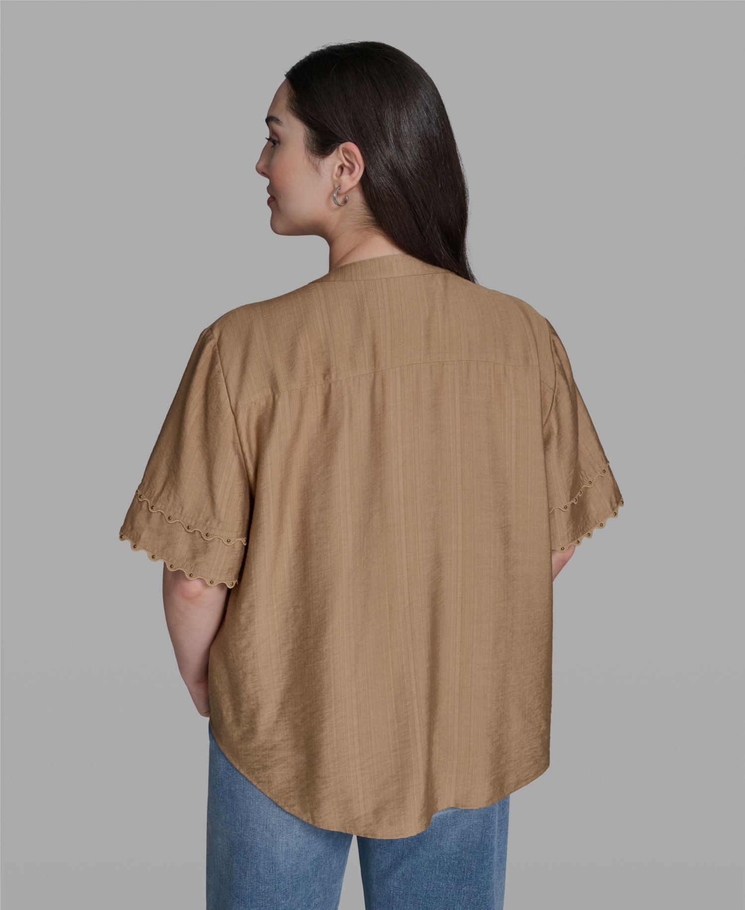 Plus Size Rayon-Blend V-Neck Top