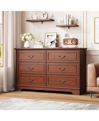 6 Drawer Dresser for Bedroom, 47" Wide Double Chest of Drawers, For Living Room, Hallway, Entryway