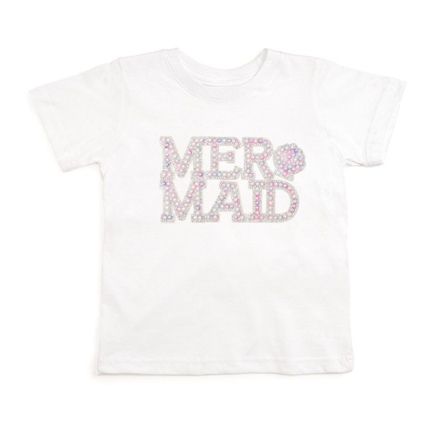 Baby Girls Mermaid Pearl Patch Short Sleeve T-Shirt