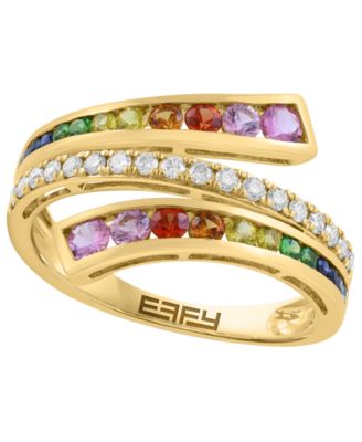 Multi-Sapphire (5/8 ct. t.w.), Tsavorite (1/2 ct. t.w.) & Diamond (1/4 ct. t.w.) Ring in 14k Yellow Gold