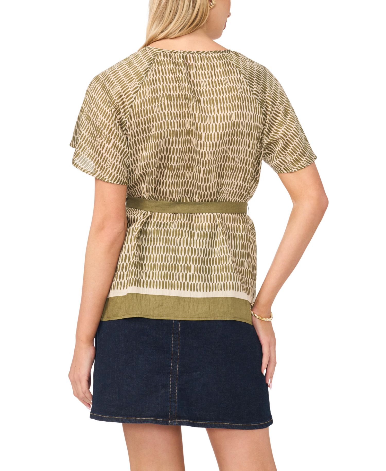 Women's Flutter-Sleeve Belted Blouse