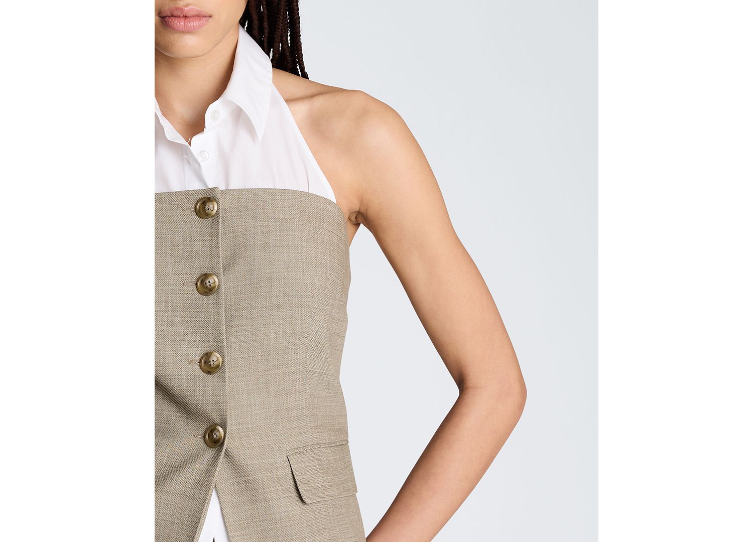 Women's Strapless Vest with Removable Collared Halter