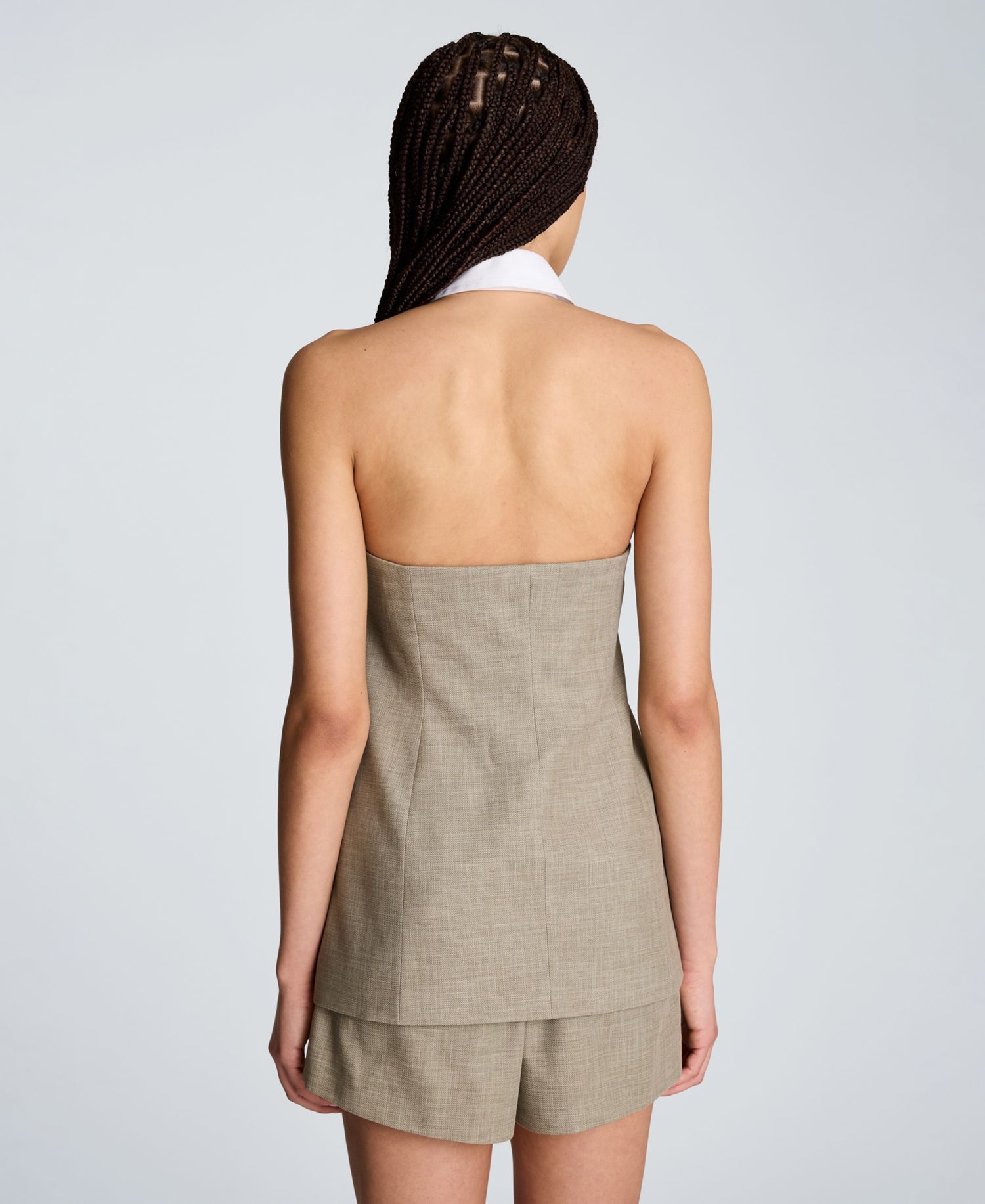 Women's Strapless Vest with Removable Collared Halter