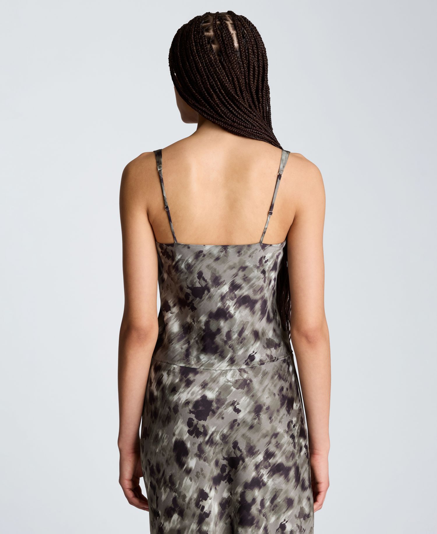 Women's Printed Satin Cowl Neck Cropped Cami