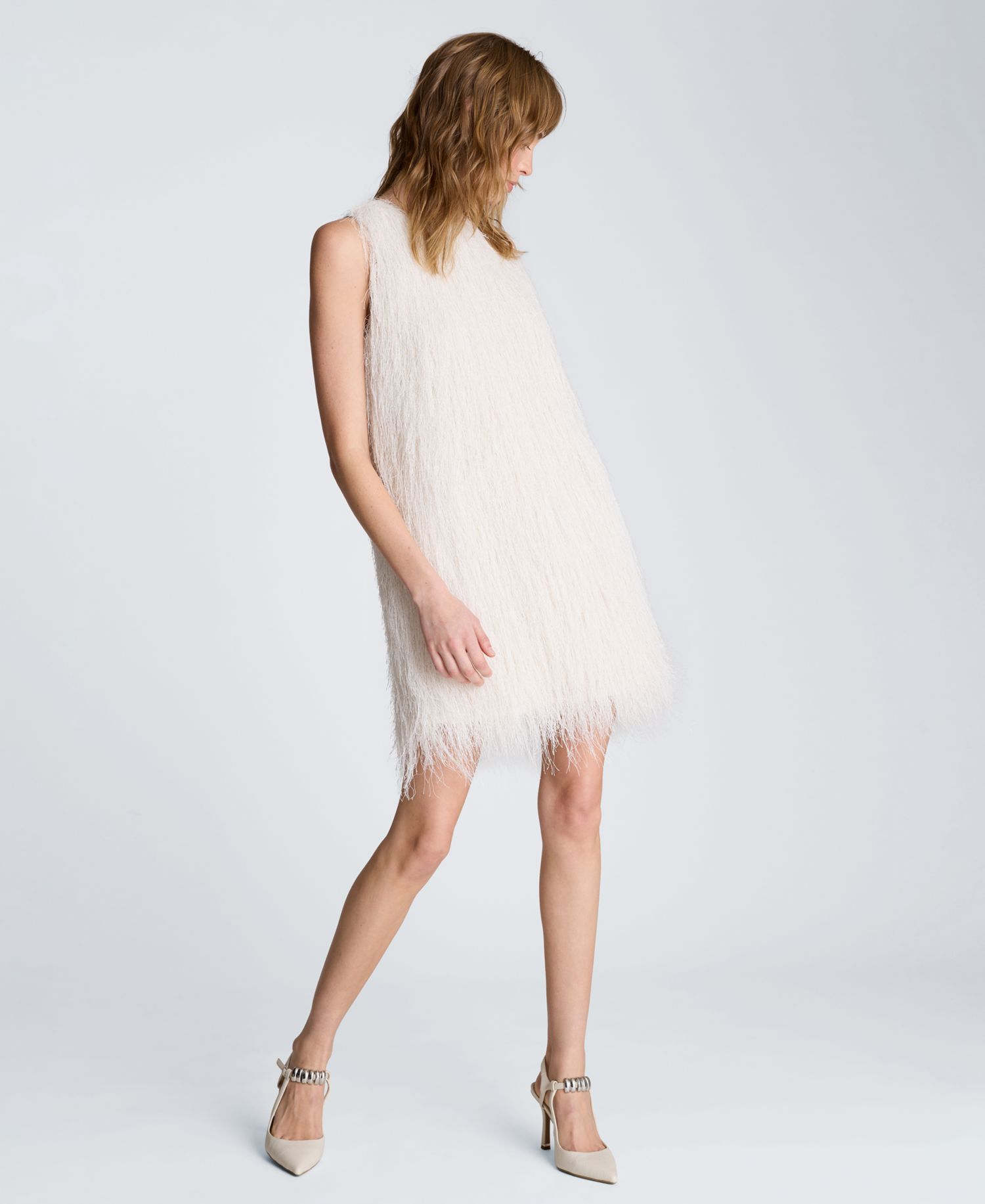 Women's Sleeveless Fringed Knit Mini Dress