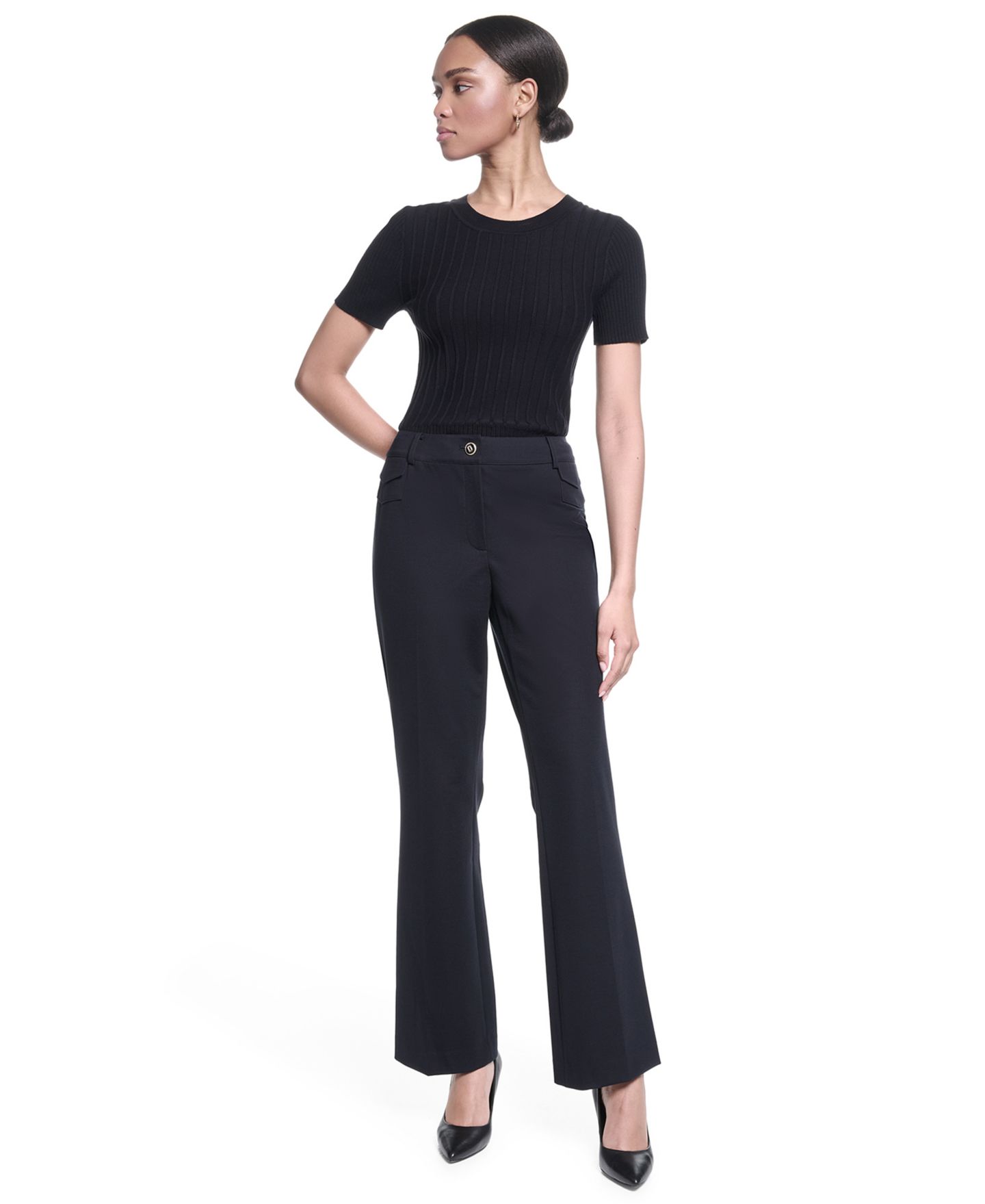 Женские брюки KARL LAGERFELD PARIS Mid-Rise Woven, цвет: Полуночный тёмно-синий — фото 2
