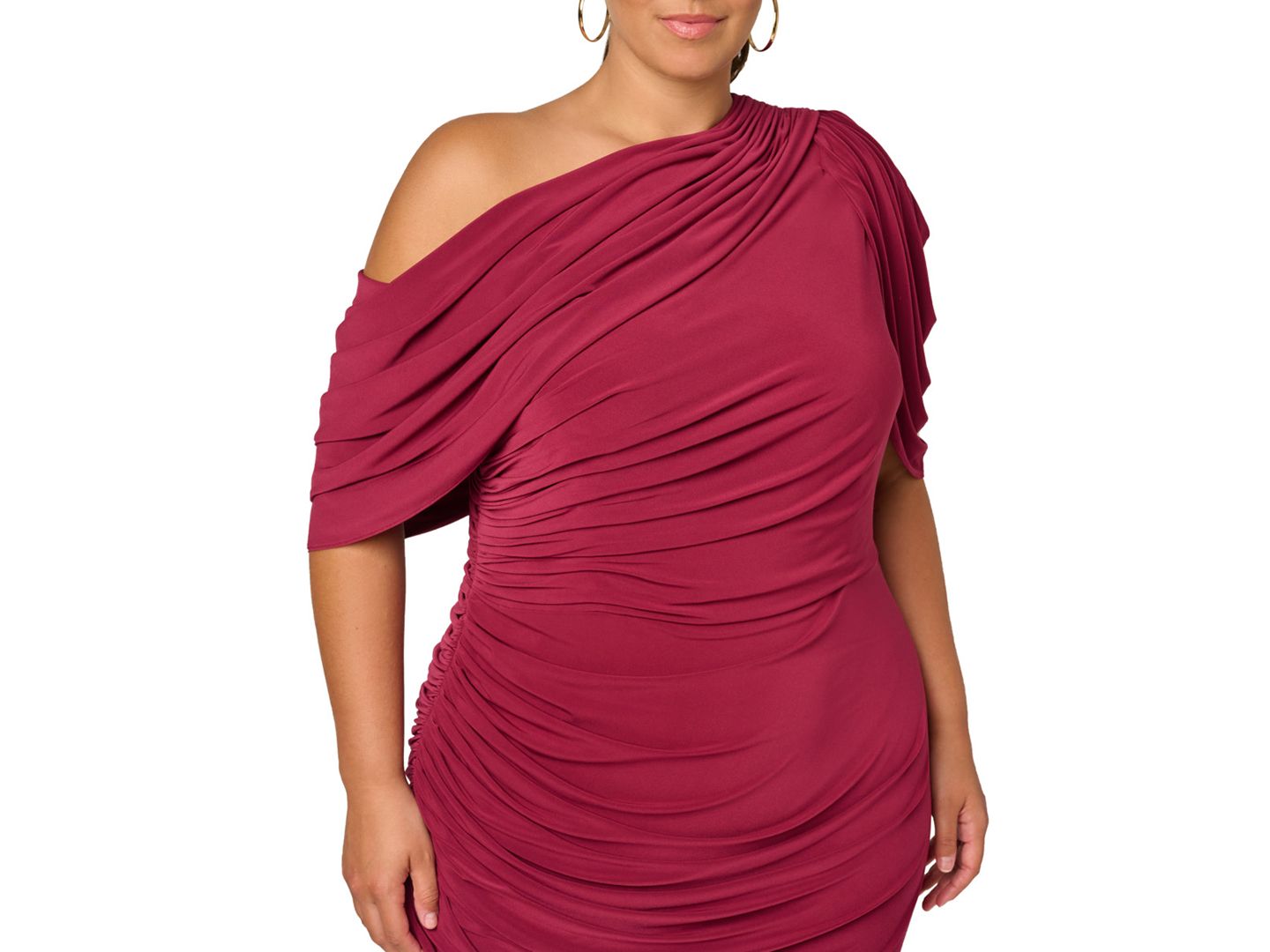 Женское платье Adrianna Plus Size One-Shoulder Asymmetrical, цвет: Малиновый мглистый — фото 3