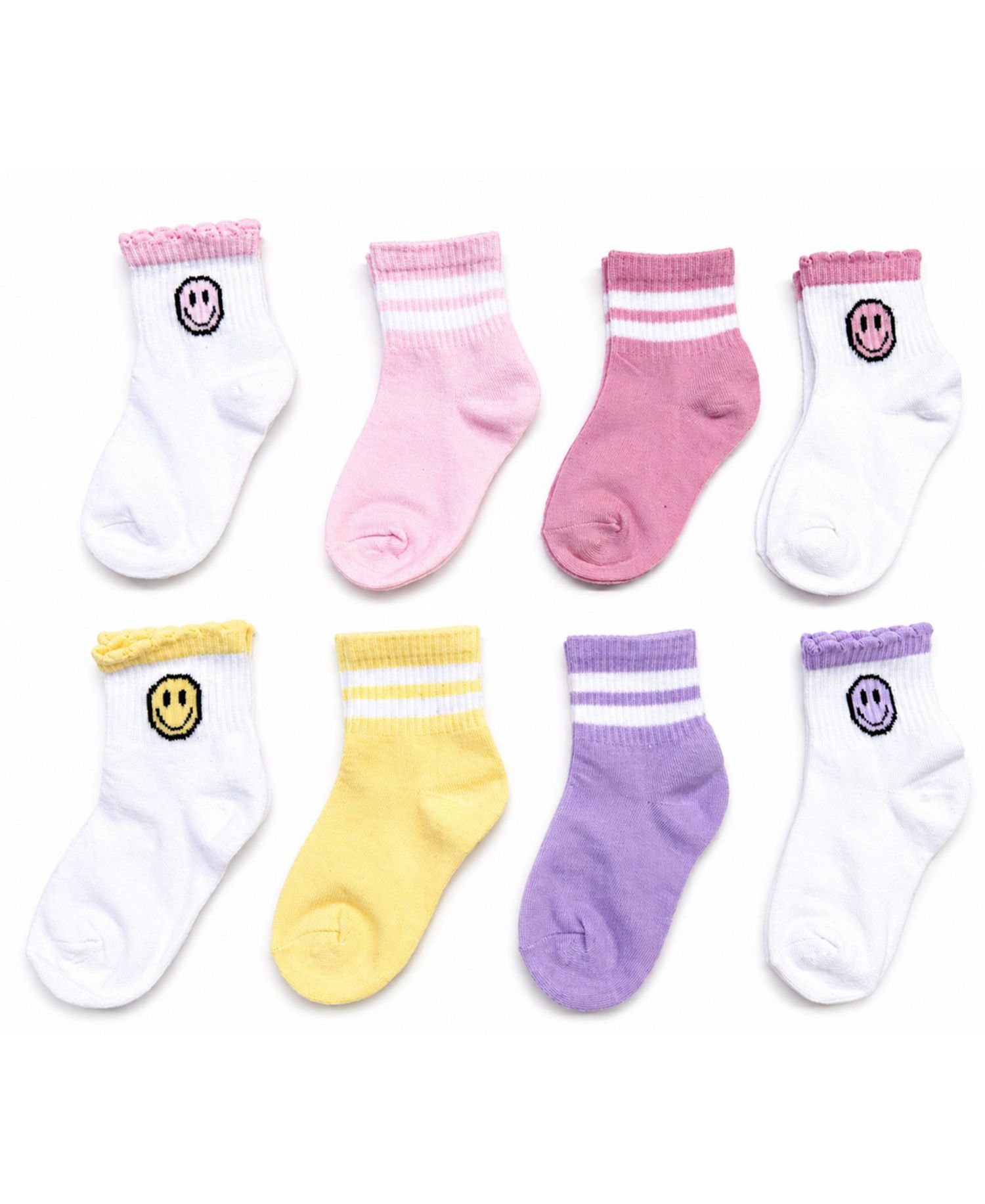 Girls' 4-8.5 Mid Crew Socks, 8-Pack