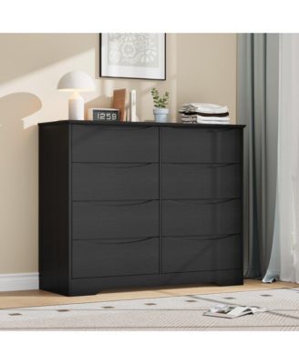 homfan - Tall 8-Drawer Wooden Dresser, Modern Storage Cabinet with Deep Drawers and Wide Top for Multi-Room Use Black