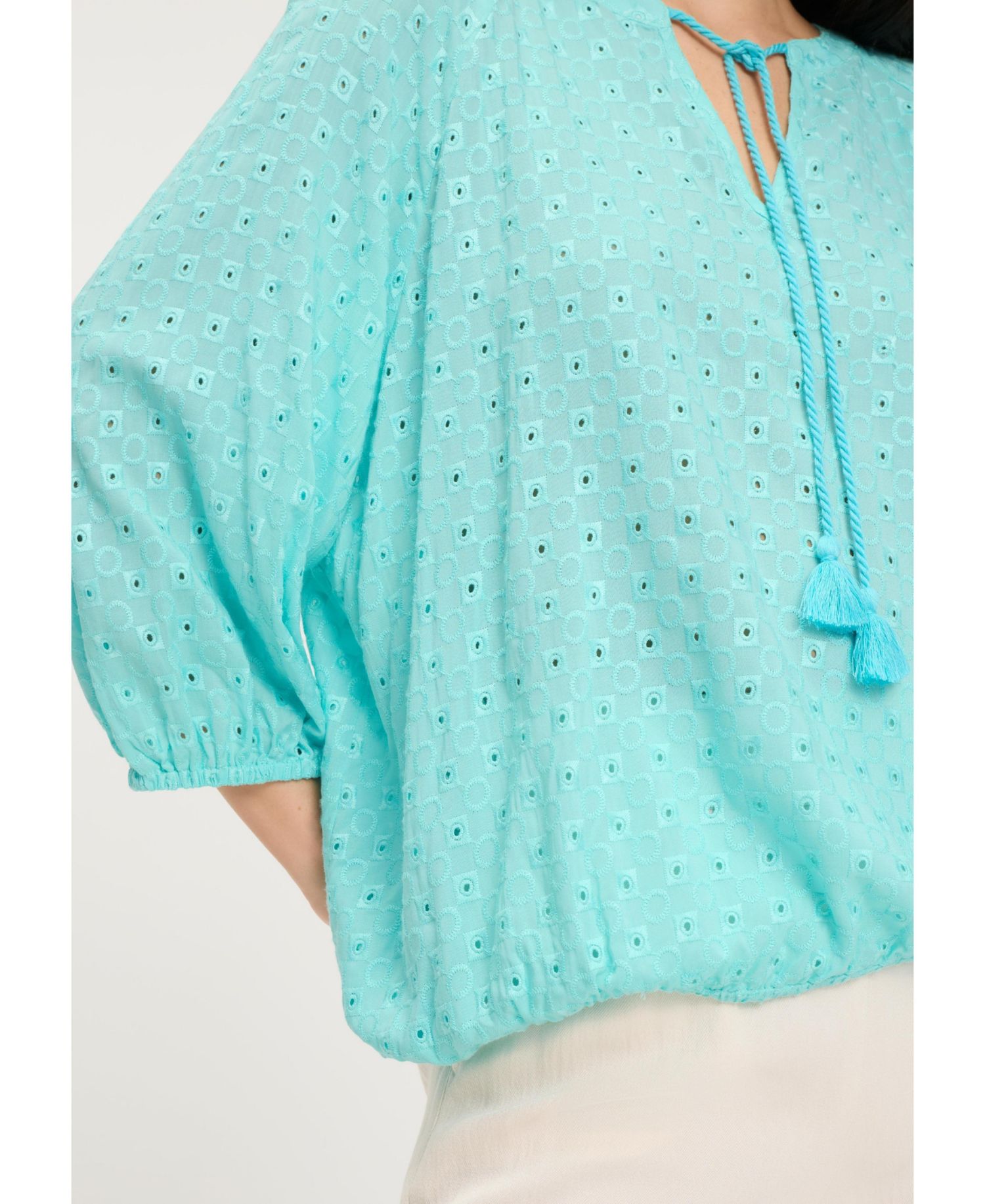 Women's Eyelet Embroidered Tunic Blouse