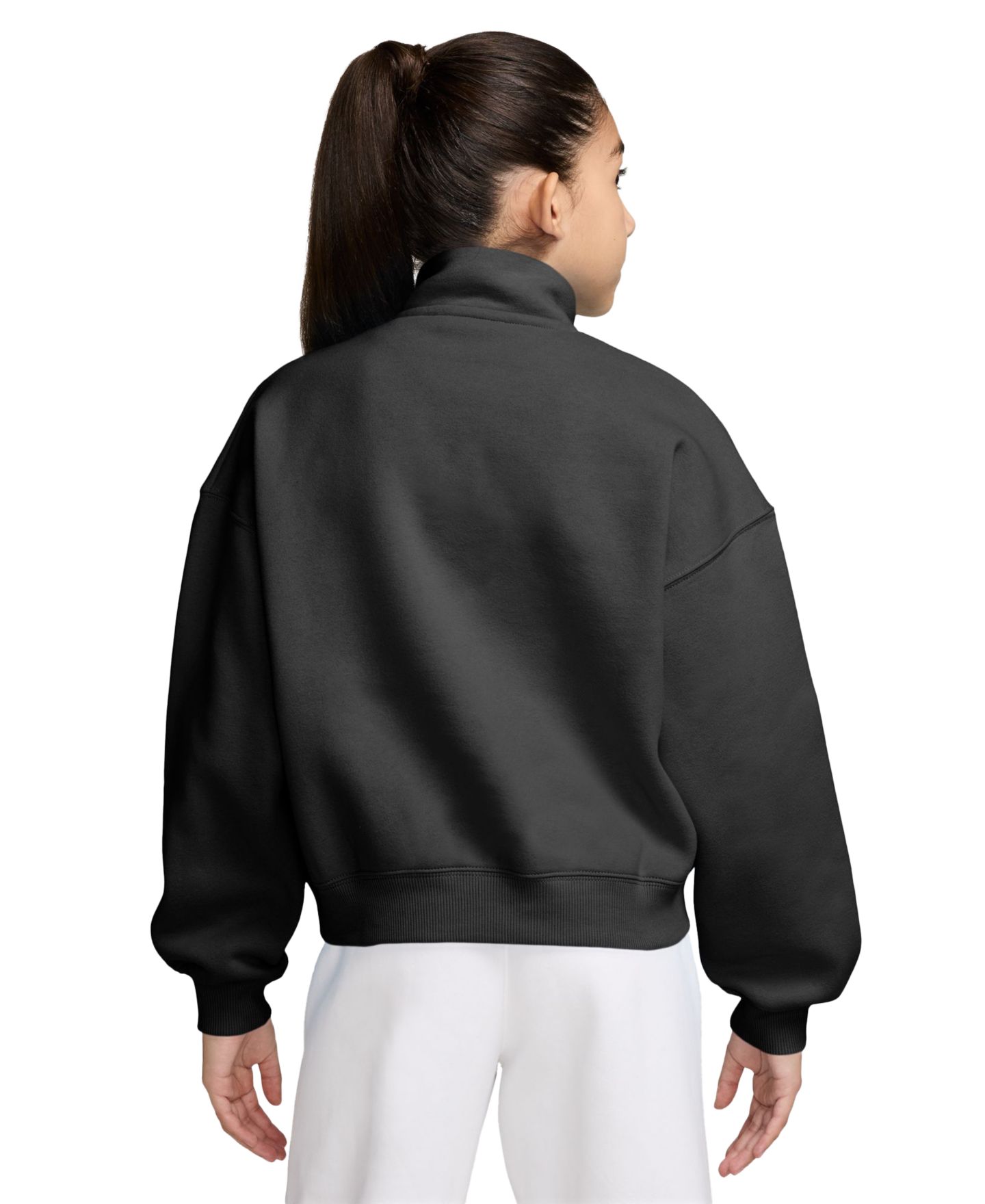 Свитшот Nike Sportswear Studio Fleece Oversized Quarter-Zip Sweatshirt для девочек, цвет: Чёрный / Белый — фото 3
