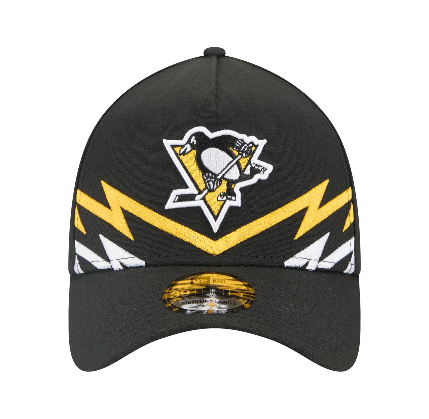 Men's Black Pittsburgh Penguins 39THIRTY A-Frame Perforated Flex Hat