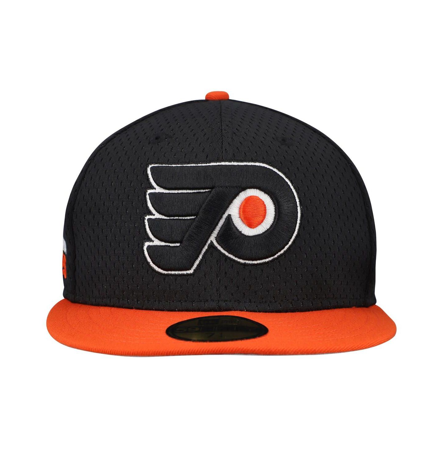 Мужская кепка New Era Black/Orange Philadelphia Flyers Mesh Crown Two-Tone 59FIFTY Fitted Hat — фото 4