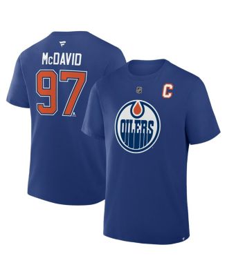 Men's Connor McDavid Royal Edmonton Oilers Authentic Stack Name & Number T-Shirt