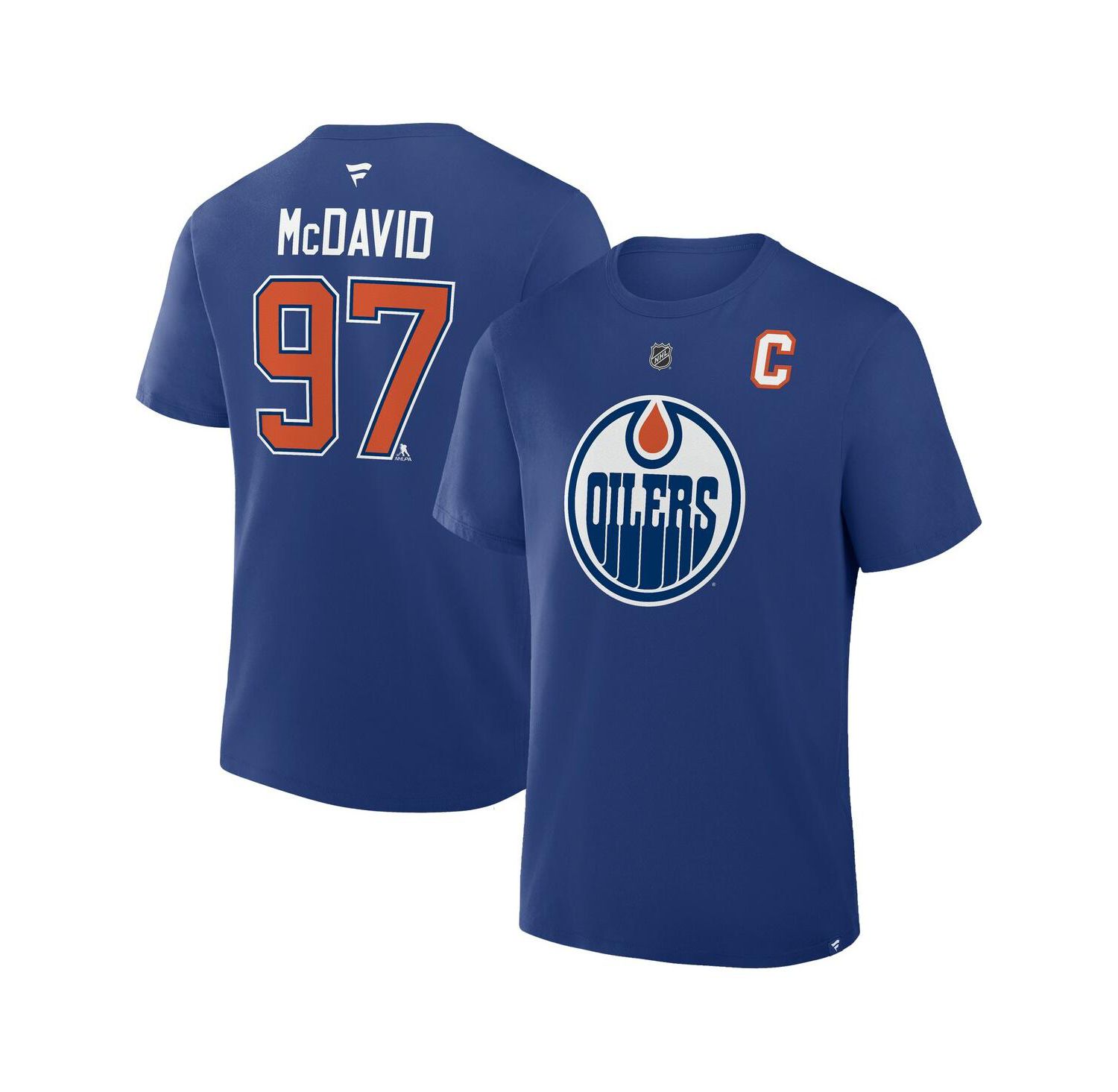 Men's Connor McDavid Royal Edmonton Oilers Authentic Stack Name & Number T-Shirt