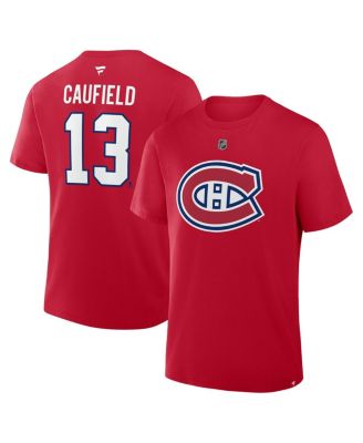 Men's Cole Caufield Red Montreal Canadiens Authentic Stack Name & Number T-Shirt