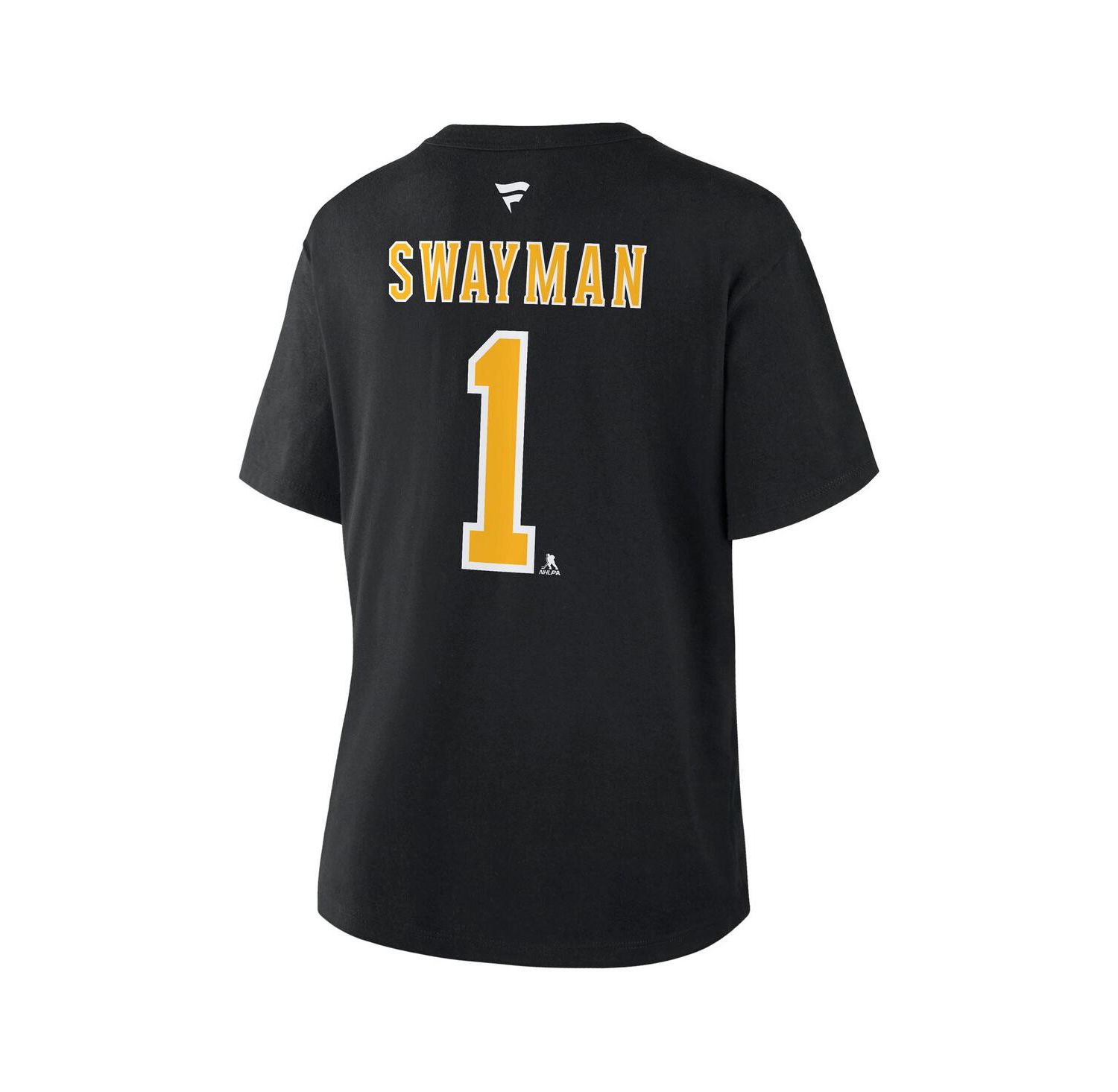 Women's Jeremy Swayman Black Boston Bruins Authentic Stack Name & Number T-Shirt