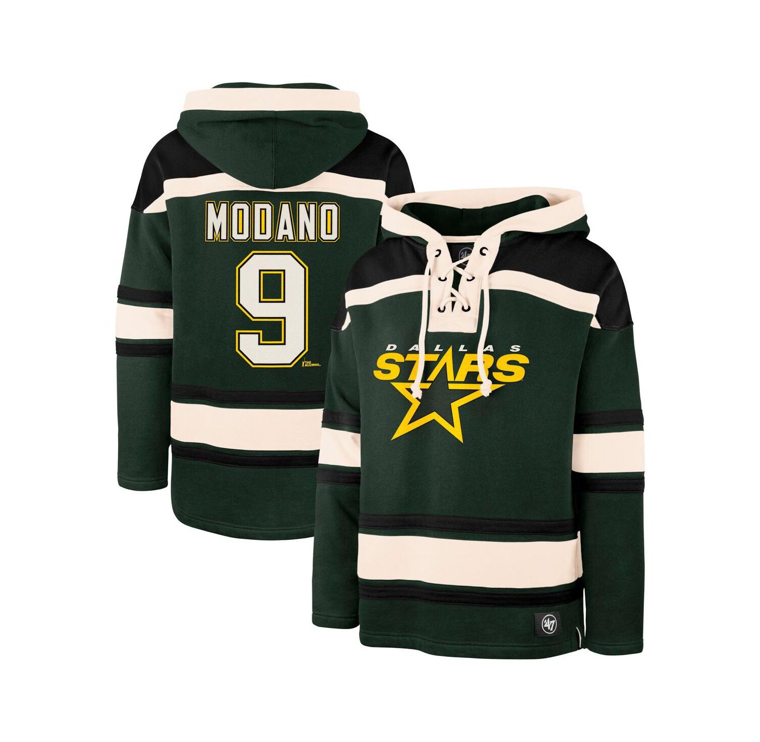 Men's Mike Modano Green Dallas Stars Retired Player Name & Number Lacer Pullover Hoodie