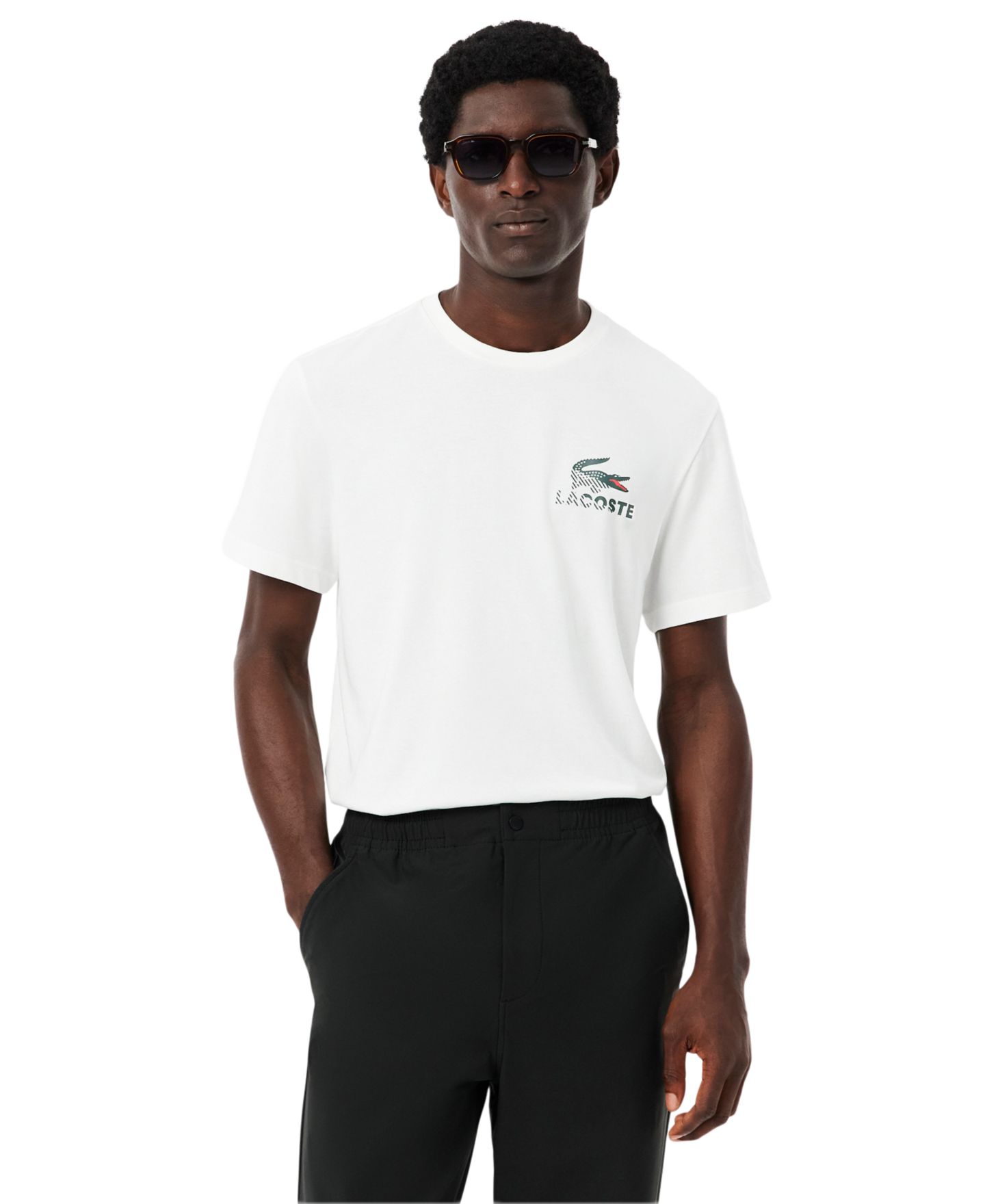 Мужская футболка Lacoste Water Base Print Crewneck, цвет: Тёмно-синий — фото 5