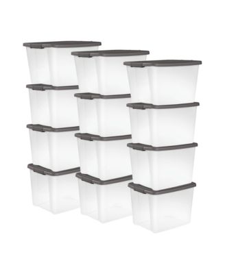 ShelfTotes 50 Quart Clear Latched Plastic Storage Container, (12 Pack)