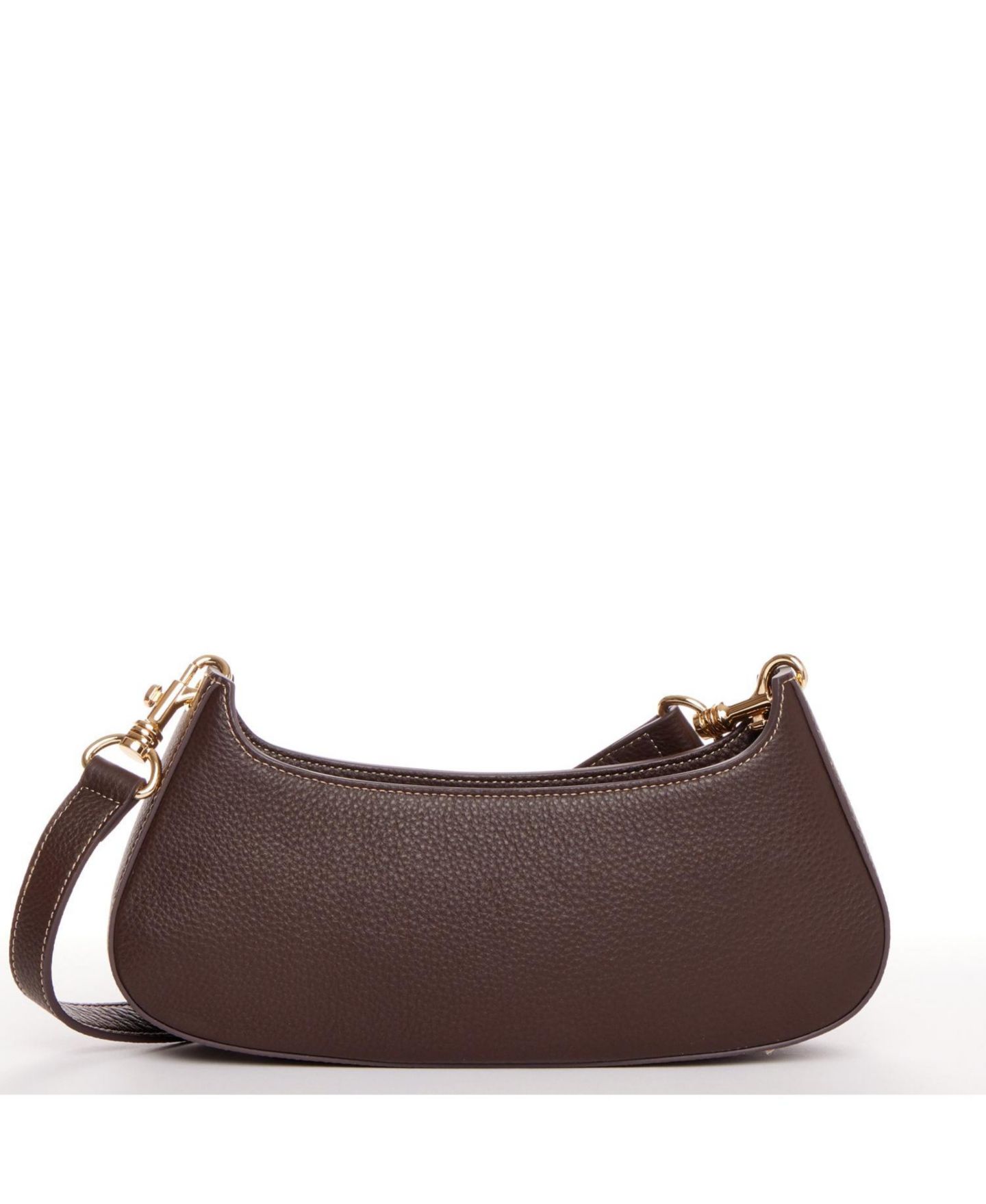 Женская сумка SUSU Pebbled Leather Baguette Shoulder Bag East West Crescent Hobo Purse, цвет: Шоколадный коричневый / Тёмно-коричневый — фото 5