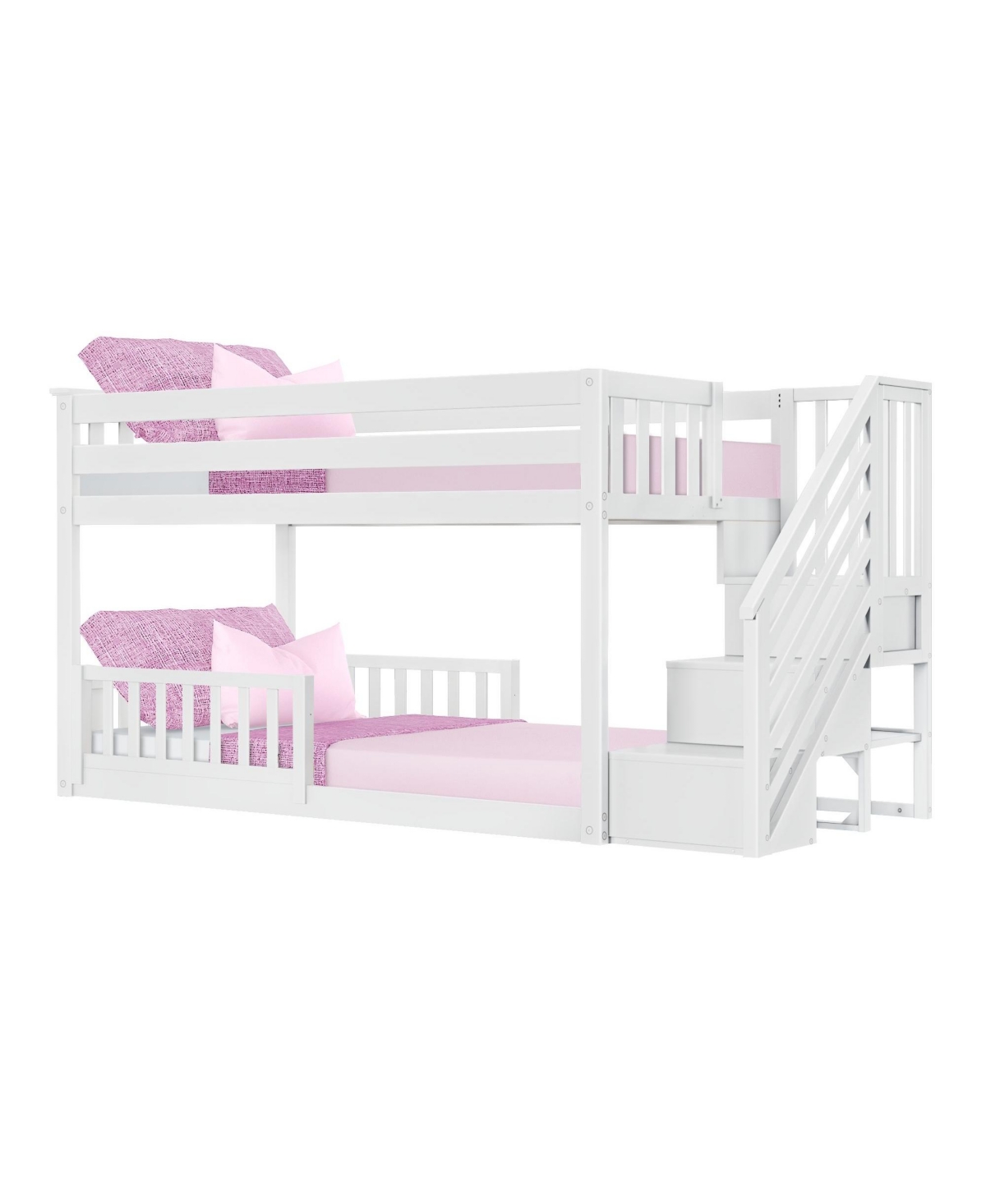 Max Lily Low Twin over Bunk with Stairs Single Guard Rail